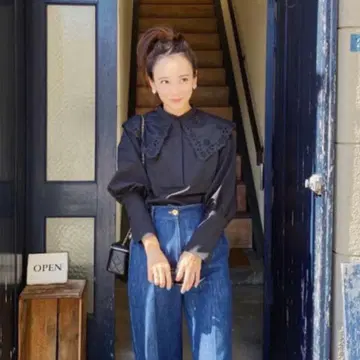 Rosy Monster 클래시컬 레이디 블라우스 레이스 칼라 블랙