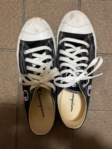 Champion 블랙 로우컷 스니커즈 JP 25.0