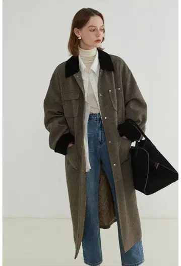 [ Fano Studios ] 헤링본 패턴 스텐카라 코트