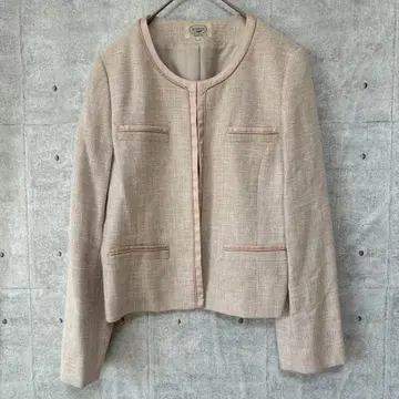 노카라 트위드 자켓 송년회, 졸업식, 입학식 옅은 핑크 라메 혼방