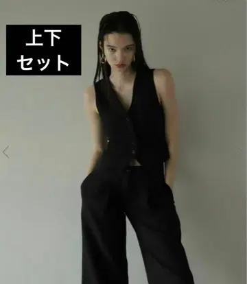 meltthelady 베스트 재킷 턱 와이드 팬츠