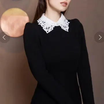 snidel 화이트 레이스 카라 니트 원피스 원사이즈