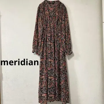 meridian 메리디안 페이즐리 무늬 긴팔 롱 원피스