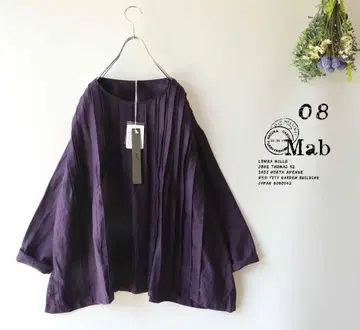 새상품할인08mab*퍼플*변형 핀턱 A라인 블라우스 셔츠 린넨 1063