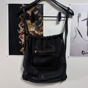 HELLRAZOR 천연 가죽 블랙 가죽 냅색 archive 백팩