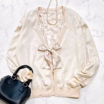 고급 HERNO 실크 가디건 올 패턴 안감 니트 아우터 46