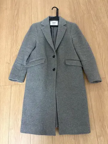 그레이 롱 코트 투버튼