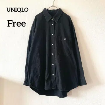 유니클로 긴팔 셔츠 블랙 가슴 포켓 오버 사이즈 데님 셔츠 081