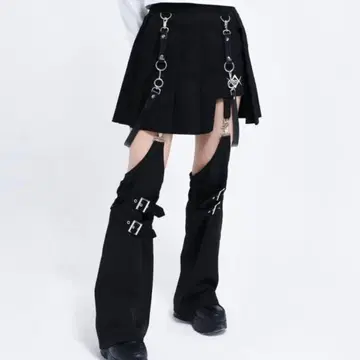 REFLEM 레그 커버 포함 레이어드 데님 숏 팬츠 블랙 REFLEM