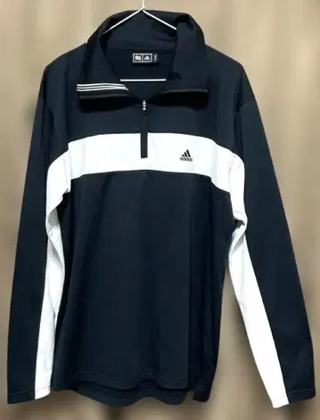 adidas 남성용 골프 지퍼 하이넥 셔츠 블랙/화이트 XL