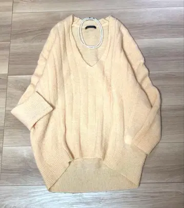 새상품급 맥피 포근한 모헤어 혼방 코쿤 니트 오렌지 S