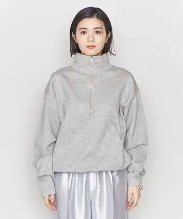 ASTRAET 코튼 우라케 하이넥 지퍼 풀오버 스트럿