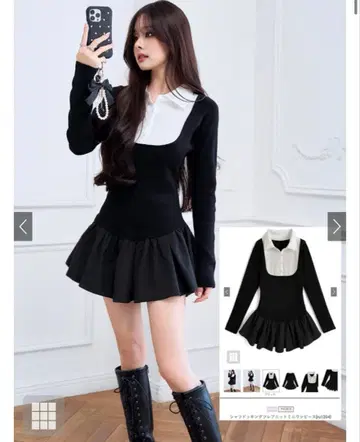 셔츠 도킹 플레어 니트 미니 원피스[ru1204]