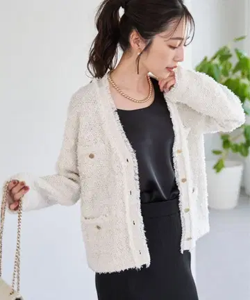 팬시 트위드 니트 가디건