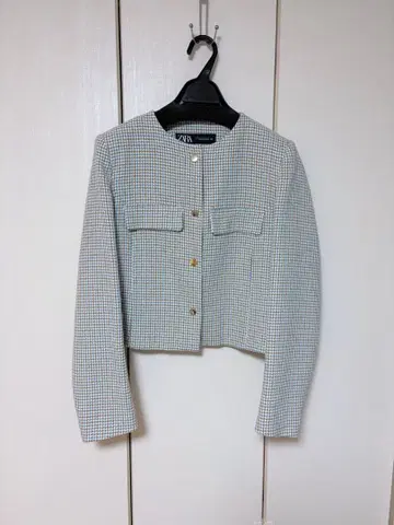 [ ZARA ] 하운드투스 체크 노카라 자켓