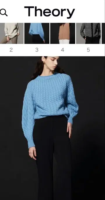 미사용 새상품 띠어리 22AW SCULPTED T NK 니트 블루 S