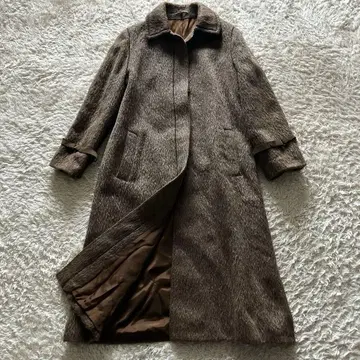 라마 울 롱 코트 고급 소재 엘레강트 고급스러움 아우터 브라운