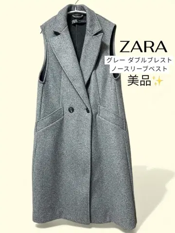 ZARA 더블 브레스트 슬리브리스 롱베스트 그레이 XS