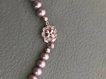 그레이 펄 목걸이 실버 클로징