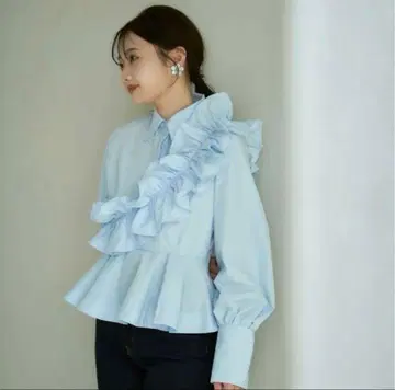ecmile 프릴 블라우스 frill peplum shirt 에크밀