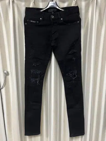 러브메종 블랙 데미지 스키니 팬츠