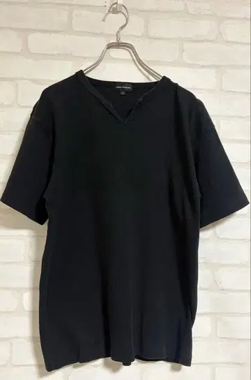 LOUIS CHAVILON 블랙 V넥 T셔츠 L 남성용 반팔