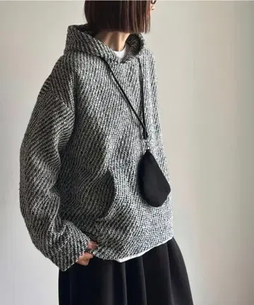 ARULLE 트위드 후드 풀오버