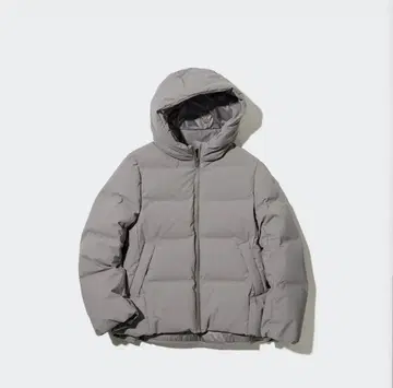 레어 사이즈 UNIQLO 심리스 다운 후드티 라이트 그레이 XS