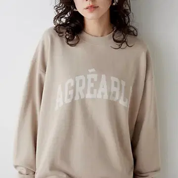 THE PAUSE 로고 맨투맨 풀오버 베이지