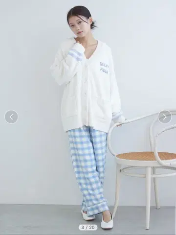 새상품 인기 완판 젤라또피케 프레피 플란넬 체크 롱 팬츠/블루 M 사이즈