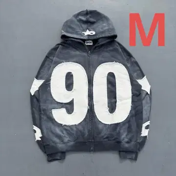 9090 넘버링 위드 스타 로고 집 후디