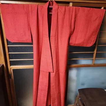 기하학 패턴 빨간색 롱 기장 기모노