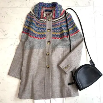 새상품급 m.&kyoko 니트 가디건 코트 울 멀티 컬러