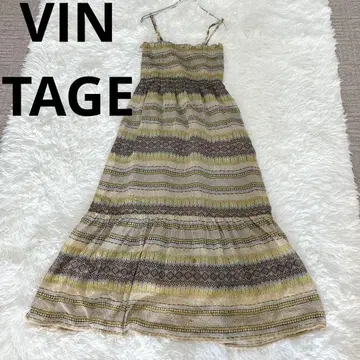 VINTAGE 빈티지 (M) 롱 원피스 캐미 올 패턴 A라인