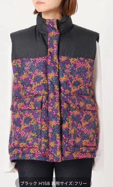 플라워 프린트 퀼팅 다운 베스트 프리 사이즈 슬로브 이에나