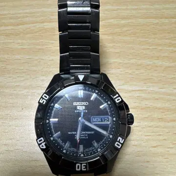 SEIKO 스포츠 자동 와인딩 블랙 손목시계 클리어 백 5 스포츠