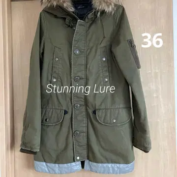 스터닝 루어 퍼 달린 모즈 코트 카키 방한 반사 데미지 가공 36