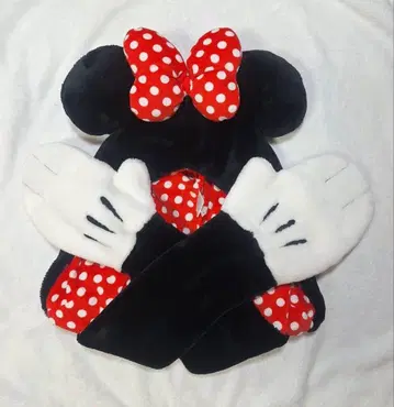 미니 디즈니 머플러 캡 크리스마스 팬 캡 빨간색 블랙 도트