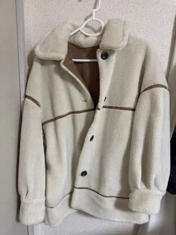 Heather 무스탕 코트 아이보리 브라운