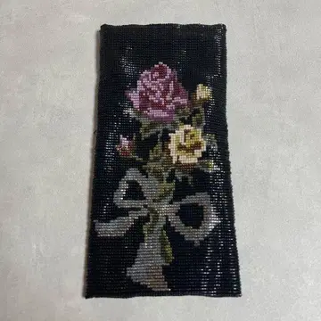 꽃무늬 파우치 비즈 직조 핸드메이드 리본 장미