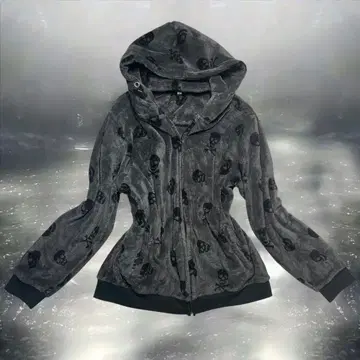 00s 퍼 모코모코 해골 스컬 후드티 다크코어 펑크 락