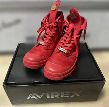 AVIREX 레드 하이컷 스니커즈 23.0