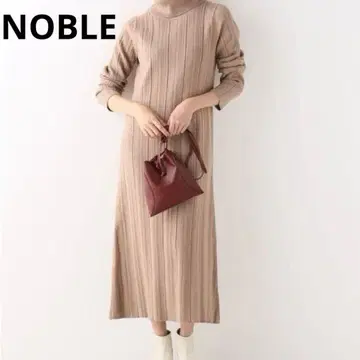 NOBLE 리브 니트 원피스 하이넥 캐주얼