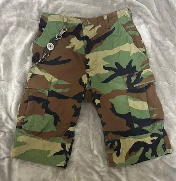 군용 숏팬츠 카모 무늬 무릎 기장 숏팬츠 아메카지 구제 의류