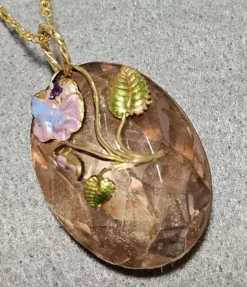 [1개만] 빈티지 핑크 클리어 플라워 펜던트