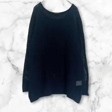 밴야드 스톰 네이비 시스루 니트 긴팔 비침 M 면 100