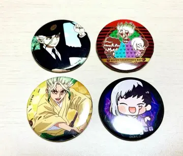 Dr.stone 이시가미 센쿠 아사기리 겐 크롬 캔 배지 4개 세트