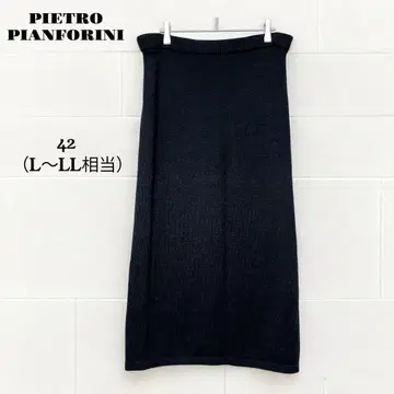 [ 이탈리아제/고급모 ] 피에트로 피안폴리니 롱 니트 타이트 스커트 블랙