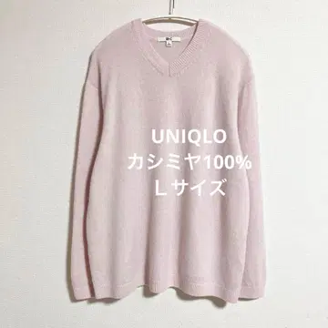 유니클로 캐시미어 릴랙스 V넥 스웨터 핑크 L