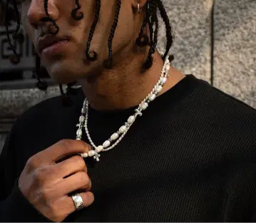 Cross karen silver pearl necklace